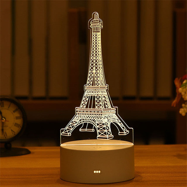 Lámpara de escritorio de ilusión LED MOLOO-3D Torre Eiffel Luz nocturna