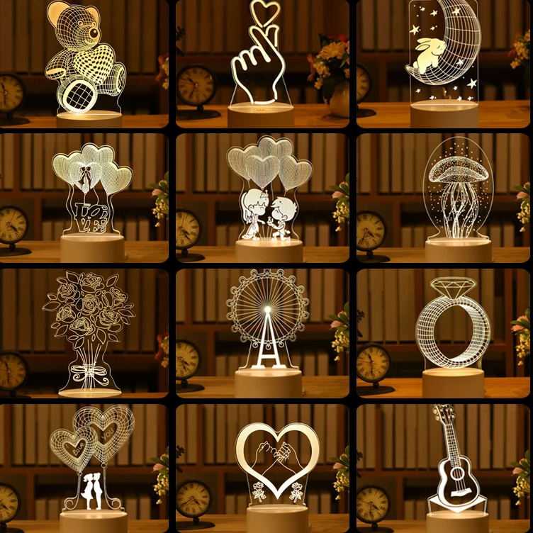 Lámpara de mesa de ilusión LED MOLOO-3D-Torre Eiffel-Luz nocturna