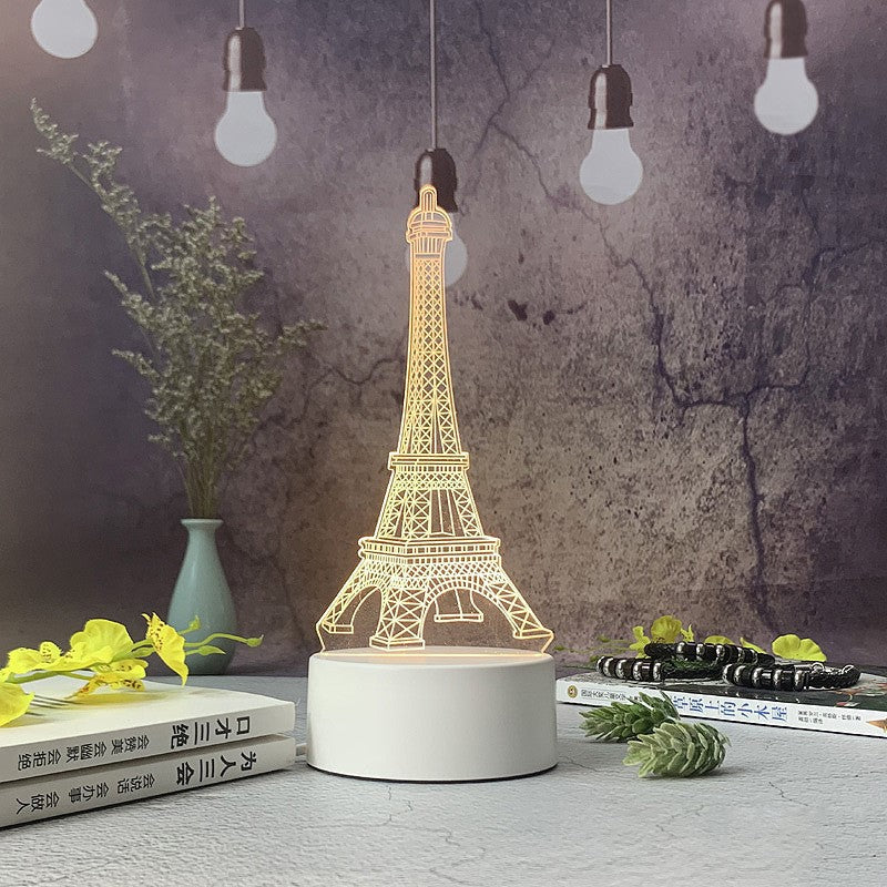 Lámpara de ilusión LED MOLOO-3D para escritorio con forma de Torre Eiffel